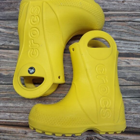 Crocs Kids Yellow Rubber Boots, Kids Handle it Rain Boots Size 7 - Picture 5 of 7